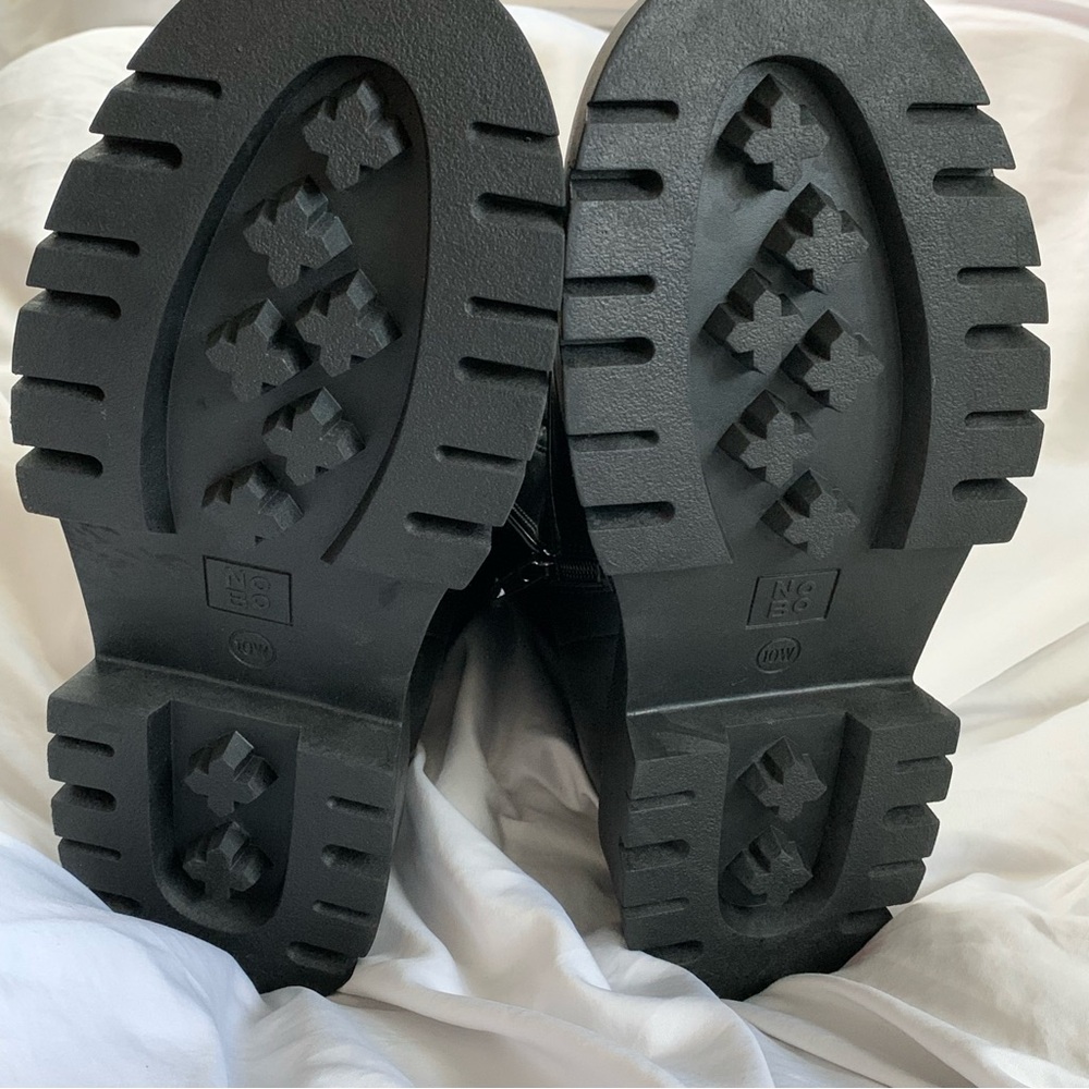 Combat Boots Black Platform Wide Lace Zip Chunky NWT No Boundaries 10 Wide - Picture 6 of 10